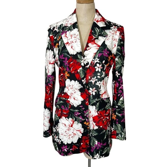 Alexia Admore women's blazer 2 red pink floral print Diana one button jacket - Picture 1 of 10